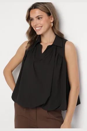 The Other Czarna Bluza Rozkloszowana Oversize z Kołnierzykiem Eridwen