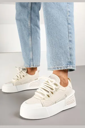 INNY Beżowe Sneakersy w Stylu Trampek na Grubej Podeszwie Danimira