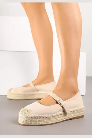 The Other Beżowe Espadryle Ozdobione Paskiem i Plecionką Fevandre