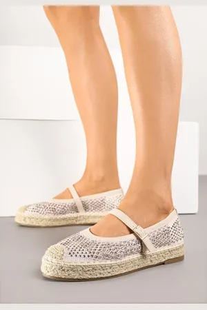 The Other Beżowe Ażurowe Espadryle z Plecionką Rineviella