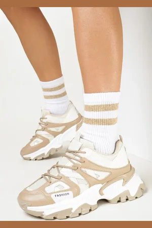 INNY Beżowe Sneakersy Na Grubej Podeszwie z Tłoczeniami Dalares