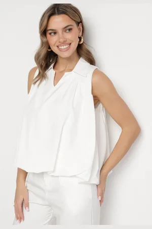 The Other Biała Bluza Rozkloszowana Oversize z Kołnierzykiem Eridwen