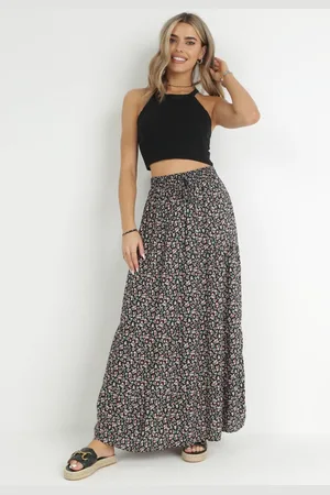 The Other Czarna Bawełniana Spódnica Maxi w Kwiatki Amelix