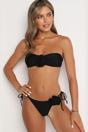 The Other Czarne Bikini 3-Częściowe Stanik Wiązany przy Szyi Majtki z Wiązaniami i Pareo Irisanne