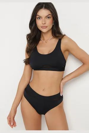 The Other Czarne Bikini Majtki Figi i Biustonosz z Siateczkową Wstawką Natenira