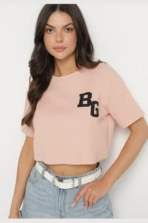 The Other Ciemnoróżowy Bawełniany T-shirt Oversize o Krótkim Kroju Zariona