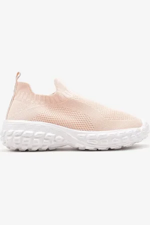INNY Różowe Płaskie Buty Sportowe Sneakersy ze Skórzaną Wkładką Elastyczną Cholewką i Perforacją Tiasius