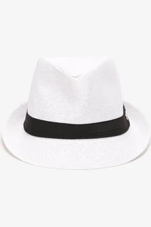 The Other Biała Pleciony Kapelusz Fedora z Kontrastową Taśmą Zanatia