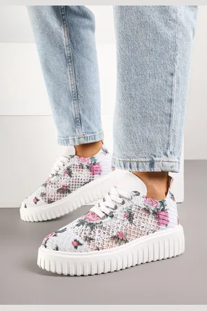 The Other Biało-Różowe Ażurowe Sneakersy Vices na Grubej Podeszwie z Tłoczeniem Luminise
