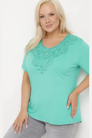 The Other Klasyczny T-shirt z Koronką przy Dekolcie Fioma