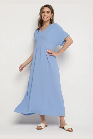 The Other Niebieska Sukienka z Bawełną i Górą w Stylu Nietoperza Filenia