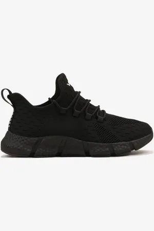 The Other Czarne Wsuwane Buty Sportowe Sneakersy z Siateczki na Tłoczonej Podeszwie Salafina