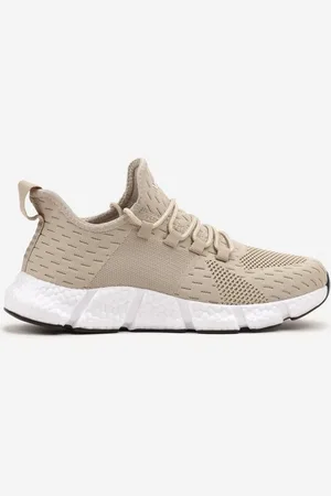 The Other Beżowe Wsuwane Buty Sportowe Sneakersy z Siateczki na Tłoczonej Podeszwie Salafina