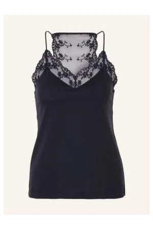 lanius Top Z Koronkowym Obszyciem blau