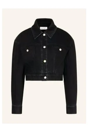 Alexander McQueen Krótka Kurtka Jeansowa schwarz