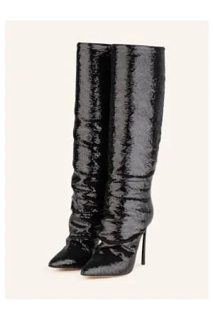 Casadei Kozaki Blade Mermaid Z Cekinami schwarz