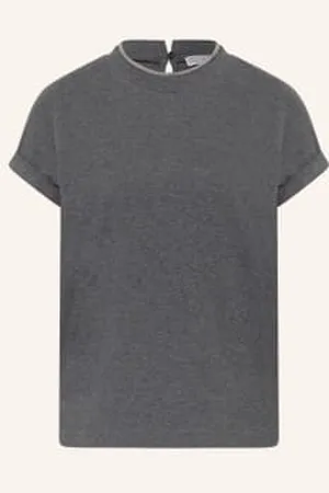 Brunello Cucinelli T-Shirt Z Perełkami grau