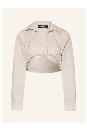 Jacquemus Krótka Bluzka La Chemise Machou Z Lnem beige
