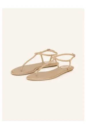RENE CAOVILLA Japonki Z Ozdobnymi Kamykami beige