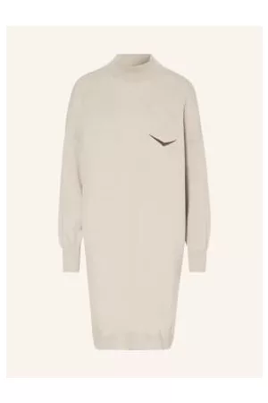 Brunello Cucinelli Kobieta Luźna - Sukienka Dzianinowa Z u Z Ozdobnymi Perełkami beige