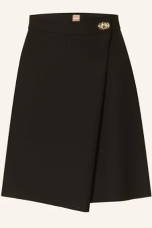 HUGO BOSS Spódnica Vofela W Stylu Kopertowym schwarz