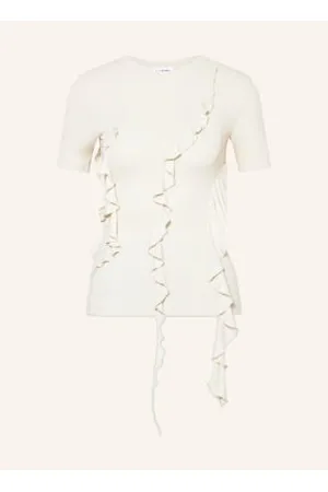 Acne Studios T-Shirt Z Wolantami weiss