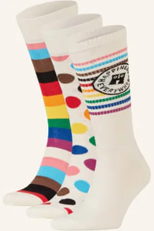 Happy Socks Skarpety, 3 Pary, Z Pudełkiem Prezentowym weiss
