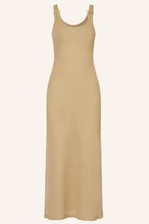 Banana Moon Sukienka Plażowa Goldenrib Amiva Z Błyszczącą Przędzą beige