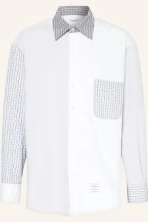 Thom Browne Koszula Oversized Fit Z Mieszanki Materiałów weiss