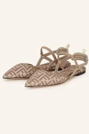 Fendi Baleriny Z Odkrytą Piętą Colibrì Lite beige