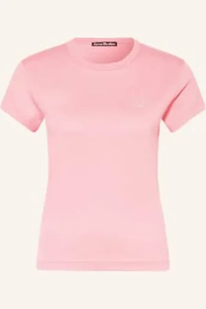 Acne Studios T-Shirt Z Obszyciem Ozdobnymi Kamykami rosa