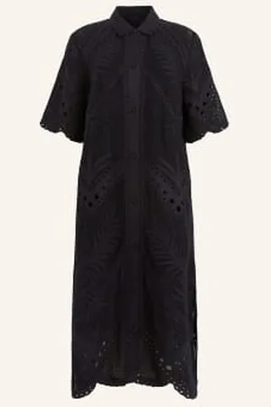 AllSaints Sukienka Koszulowa Meria Z Koronki schwarz