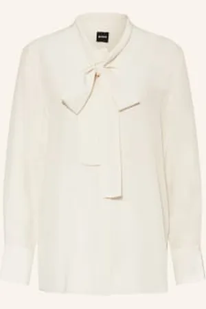 HUGO BOSS Bluzka Jedwabna Bryon Z Kokardą beige