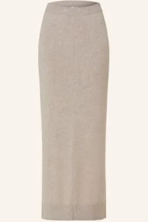 FTC CASHMERE Spódnica Z Dzianiny Z Kaszmiru beige