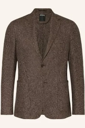 Ermenegildo Zegna Marynarka Tweedowa Regular Fit Z Dodatkiem Jedwabiu braun