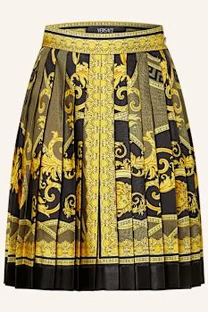VERSACE Plisowana Spódnica Z Jedwabiu gelb