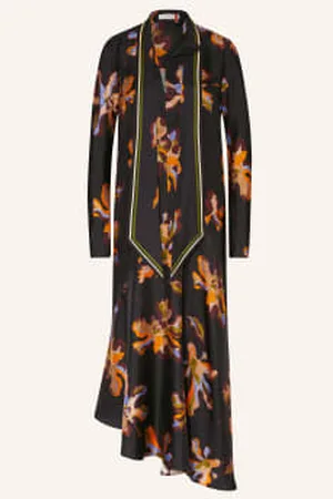 Dorothee Schumacher Sukienka Z Jedwabiu Floral Seductive Z Wiązaniem schwarz