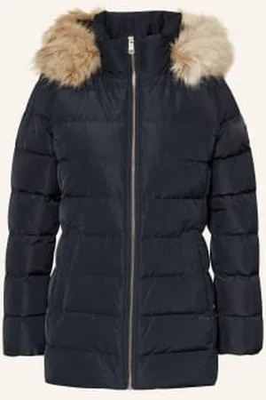 Tommy Hilfiger Kurtka Puchowa Heritage Down Tyra Ze Sztucznym Futrem blau