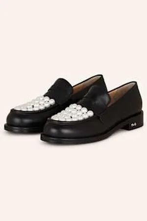 Mach & Mach Penny Loafers Sirene Z Perłami schwarz