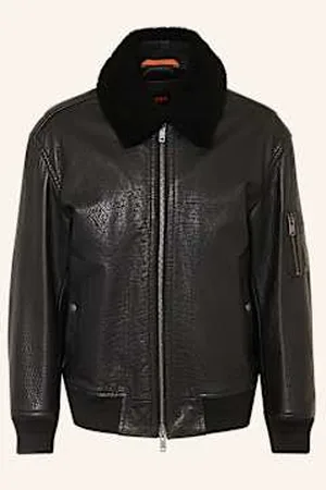 HUGO BOSS Skórzany Bluzon Jobark schwarz