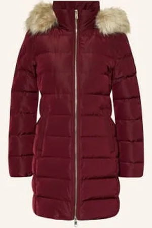 Tommy Hilfiger Płaszcz Puchowy Heritage Down Tyra Z Odpinanym Sztucznym Futrem rot