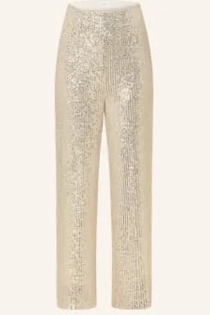 DARLING HARBOUR Spodnie Marlena Z Cekinami beige