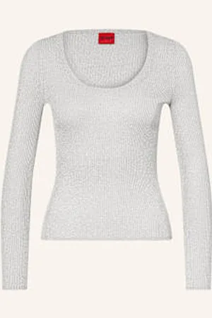 HUGO BOSS Sweter Sunessya Z Błyszczącą Przędzą grau