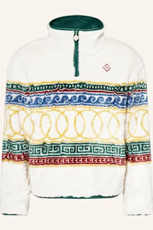 Casablanca Sweter Typu Troyer Ze Sztucznym Futrem weiss