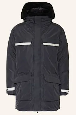 HUGO BOSS Parka Puchowa Solorg Z Odpinanym Sztucznym Futrem schwarz