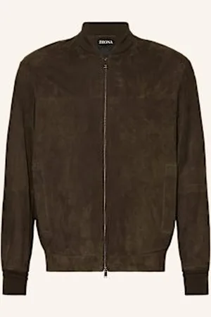 Ermenegildo Zegna Skórzany Bluzon beige