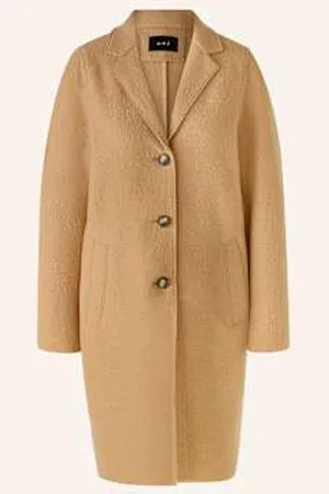 Oui Płaszcz Wełniany beige