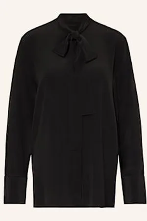 HUGO BOSS Bluzka Jedwabna Bryon Z Kokardą schwarz