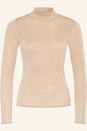 Marc Cain Sweter Z Błyszczącą Przędzą beige