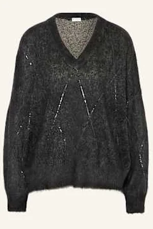 Brunello Cucinelli Sweter Z Cekinami I Moherem grau